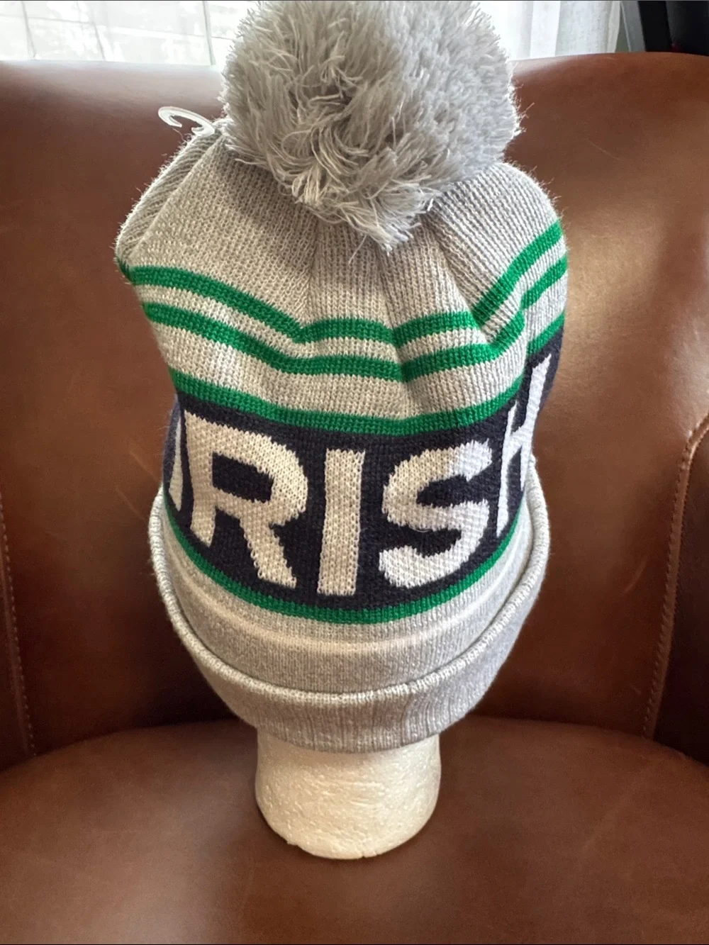 NWT Notre Dame Fighting Irish NCAA Knit Beanie Hat Pom Pom Embroidered Cuffed